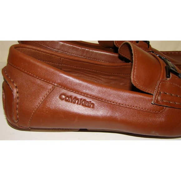 CALVIN KLEIN MAGNUS MENS TAN LEATHER DRIVING LOAFERS SHOES SIZE 12     DB2 main image 11